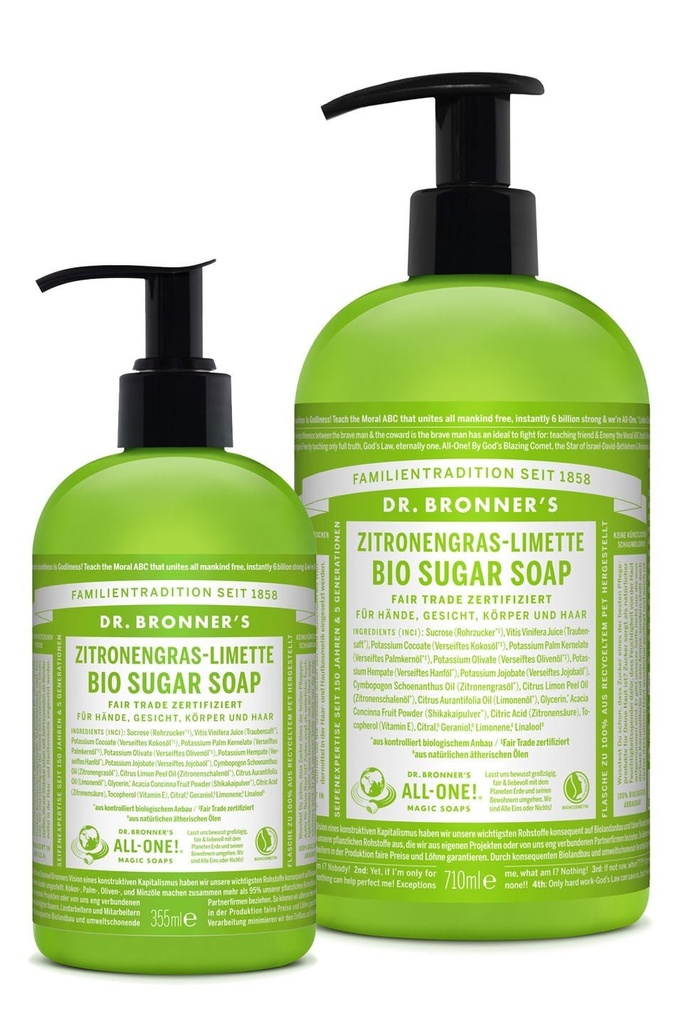 Dr. Bronner's Sugar Soap Zitronengras-Limette mit Pumpspender