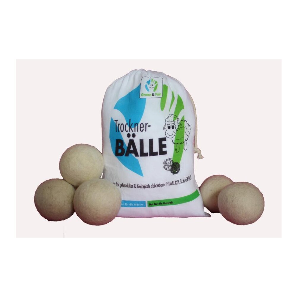 Trocknerbälle aus Bio-Schafwolle, 6er Set