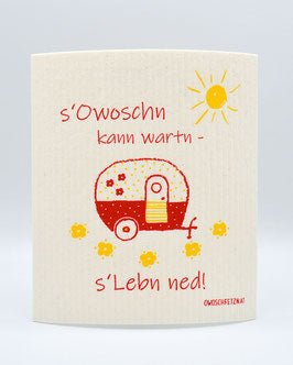 [10-camp-01] Camper "s'Owoschn kann wartn - s'Lebn ned!" rot/gelb